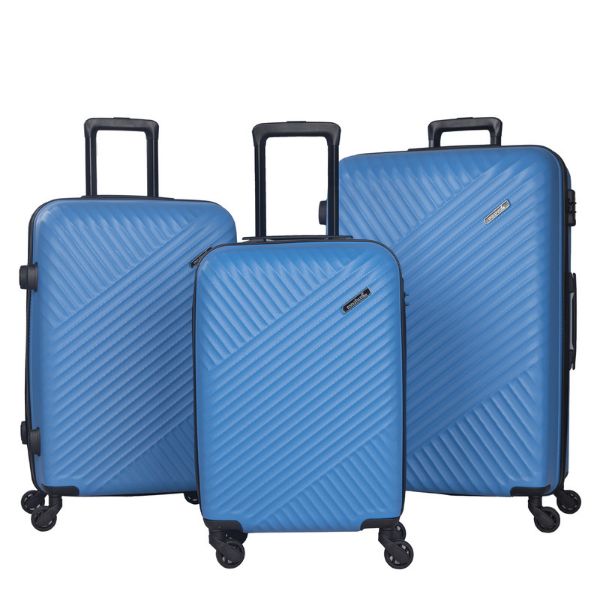 چمدان سه عددی آبی ماژرو مدل ارغوان